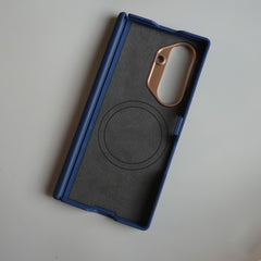 Leather Texture Magnetic Case for Galaxy Z Fold 7 | Hinge Protection and Metal Camera Guard