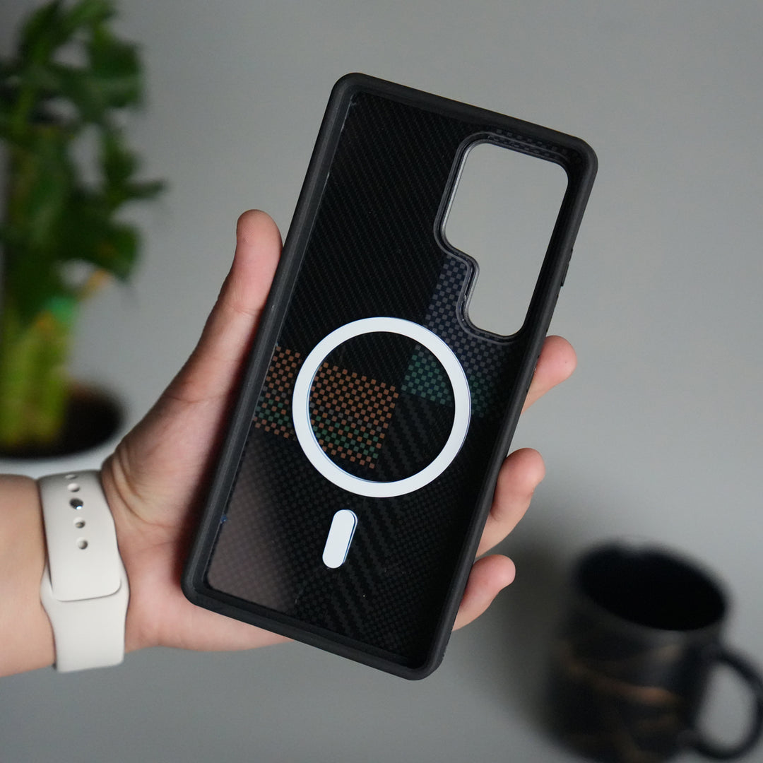 Galaxy S24 Ultra Detachable Back Panel MagSafe Case | 2-in-1 Hybrid Cover with Replaceable Design | Cros Green Orange