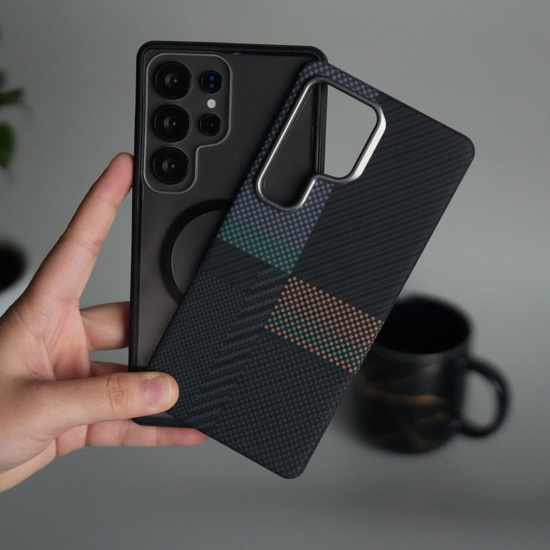 Galaxy S24 Ultra Detachable Back Panel MagSafe Case | 2-in-1 Hybrid Cover with Replaceable Design | Cros Green Orange