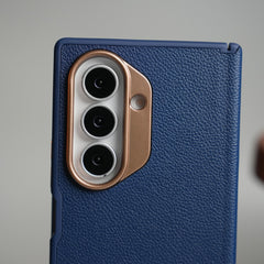 Leather Texture Magnetic Case for Galaxy Z Fold 7 | Hinge Protection and Metal Camera Guard