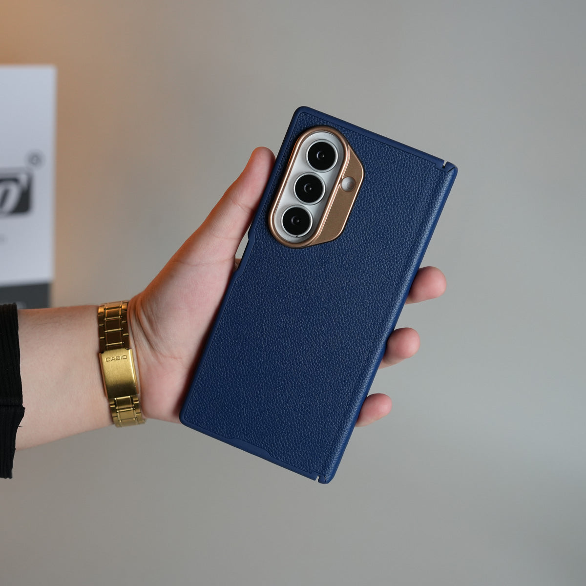 Leather Texture Magnetic Case for Galaxy Z Fold 7 | Hinge Protection and Metal Camera Guard