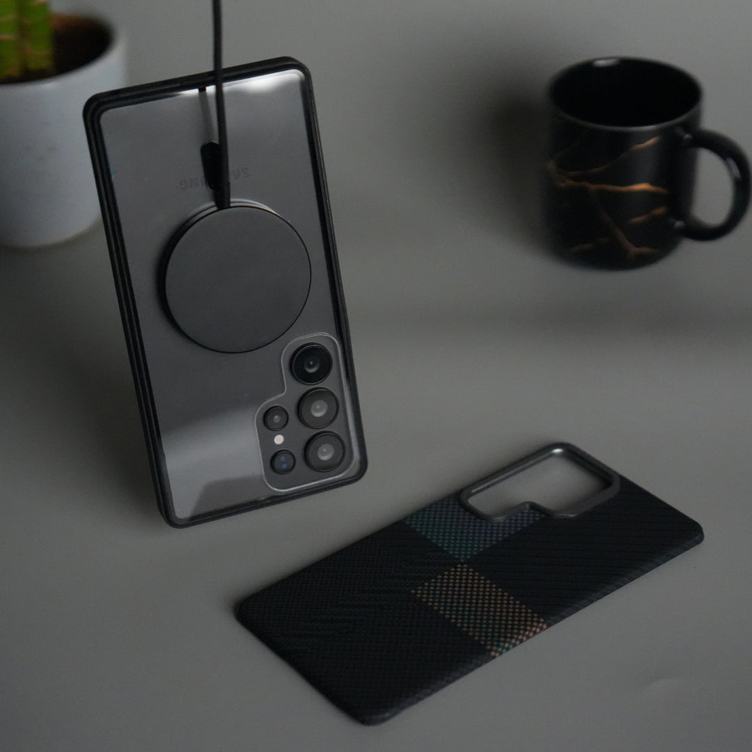 Galaxy S24 Ultra Detachable Back Panel MagSafe Case | 2-in-1 Hybrid Cover with Replaceable Design | Cros Green Orange