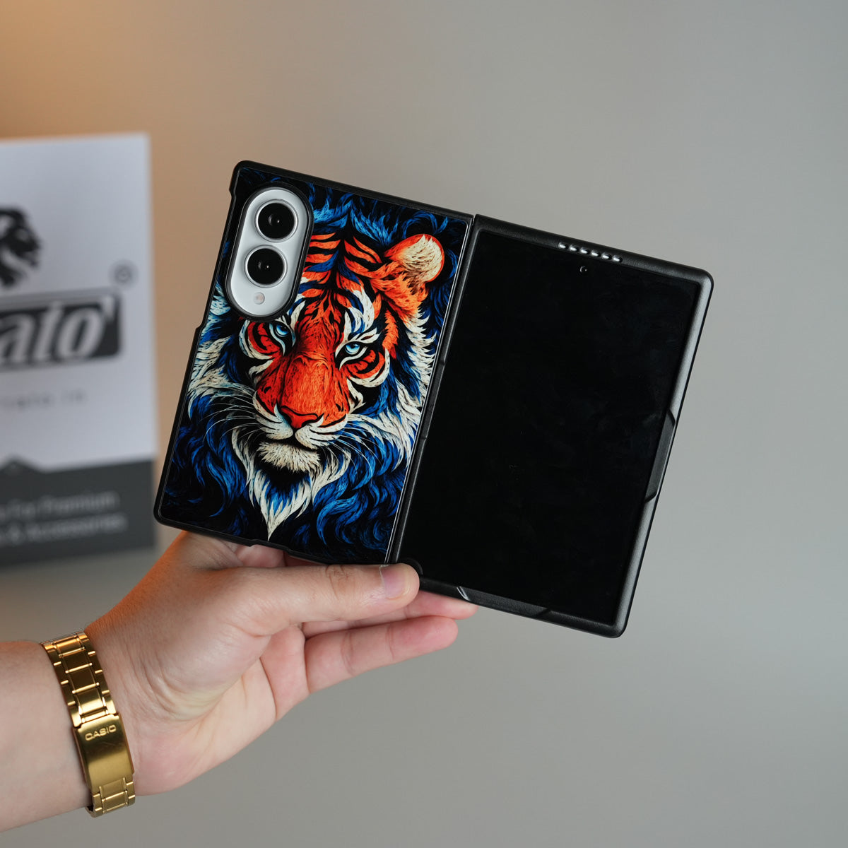 Vibrant Tiger Face Design Case | Galaxy Z Fold 8