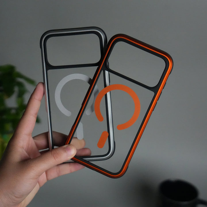 iPhone 17 Pro Transparent MagSafe Bumper Case | Metal Frame Shockproof Cover | Slim Crystal Clear Back