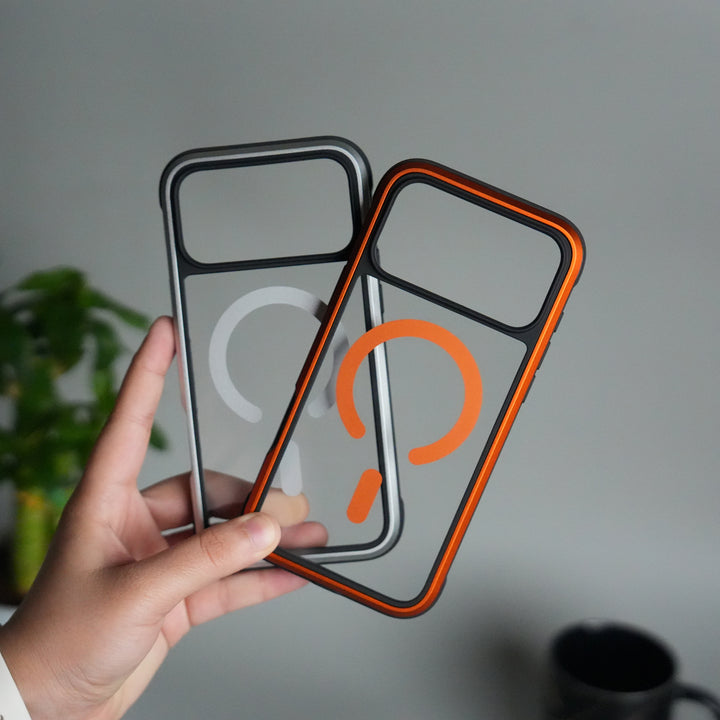 iPhone 17 Pro Transparent MagSafe Bumper Case | Metal Frame Shockproof Cover | Slim Crystal Clear Back