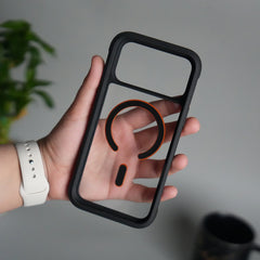 iPhone 17 Pro Max Transparent MagSafe Bumper Case | Metal Frame Shockproof Cover | Slim Crystal Clear Back