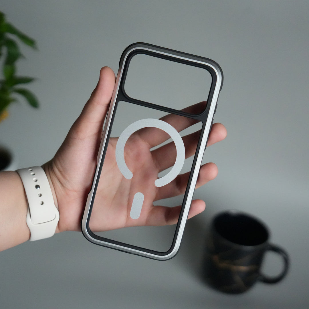 iPhone 17 Pro Transparent MagSafe Bumper Case | Metal Frame Shockproof Cover | Slim Crystal Clear Back