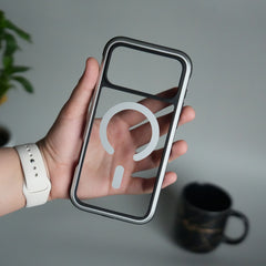 iPhone 17 Pro Max Transparent MagSafe Bumper Case | Metal Frame Shockproof Cover | Slim Crystal Clear Back