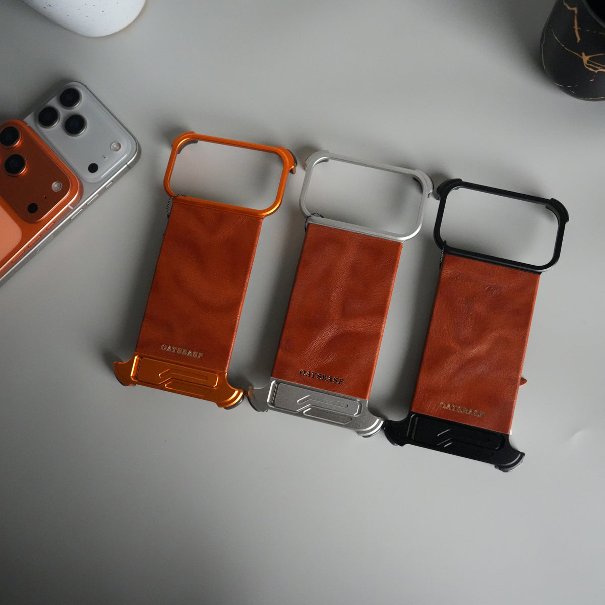 iPhone 17 Pro Max Magnetic Leather Case | Strong MagSafe + Metal Kickstand | Premium PU Leather Back with Aluminum Bumper Frame