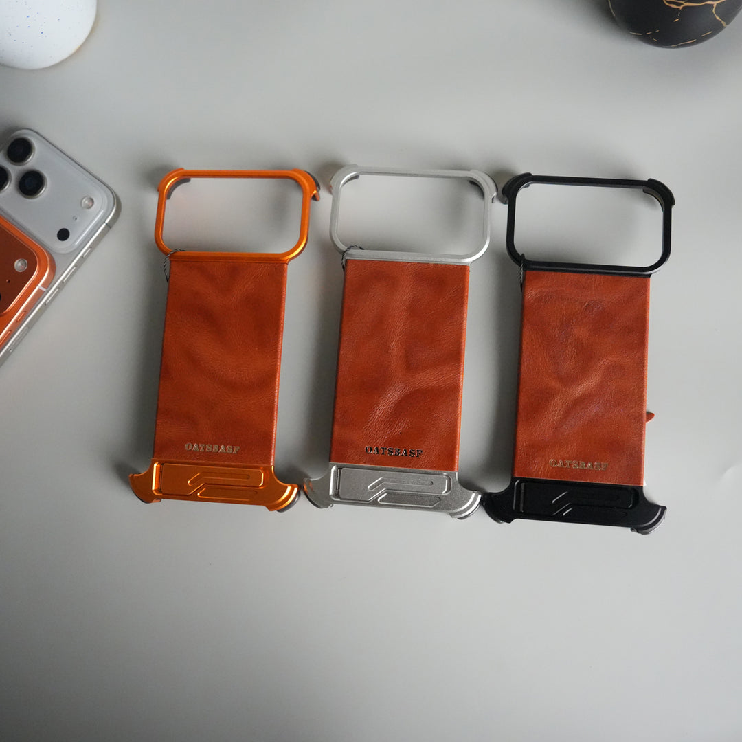 iPhone 17 Pro Magnetic Leather Case | Strong MagSafe + Metal Kickstand | Premium PU Leather Back with Aluminum Bumper Frame