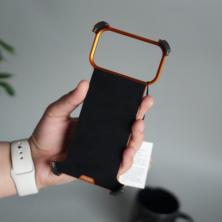 iPhone 17 Pro Magnetic Leather Case | Strong MagSafe + Metal Kickstand | Premium PU Leather Back with Aluminum Bumper Frame