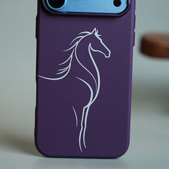 Horse Line Art Magnetic Case for iPhone 18 Series | Textured Protective Cover