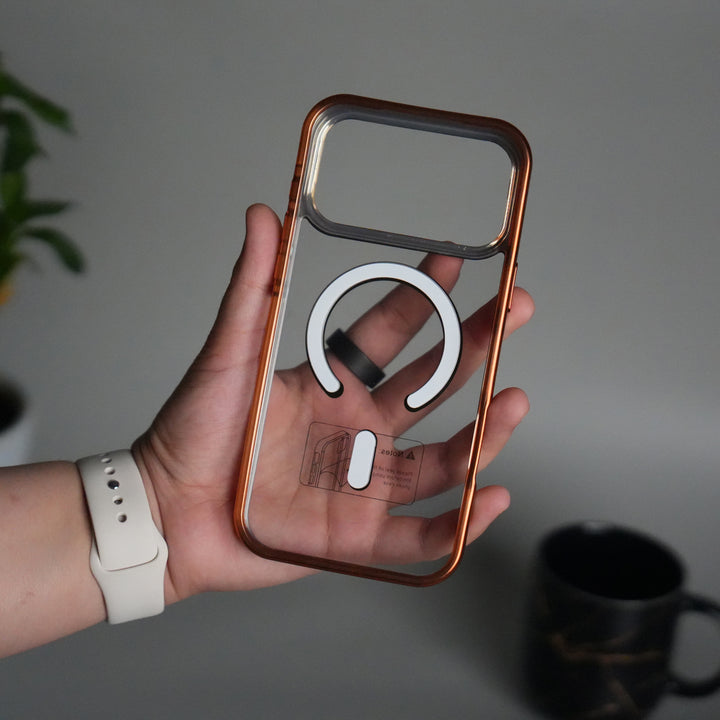 iPhone 17 Pro Transparent Side Chrome Electroplated Plated Magnetic Clear Back Case Covers