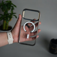 iPhone 17 Pro Transparent Side Chrome Electroplated Plated Magnetic Clear Back Case Covers