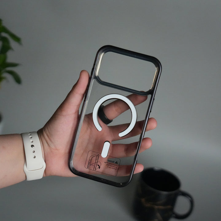 iPhone 17 Pro Transparent Side Chrome Electroplated Plated Magnetic Clear Back Case Covers