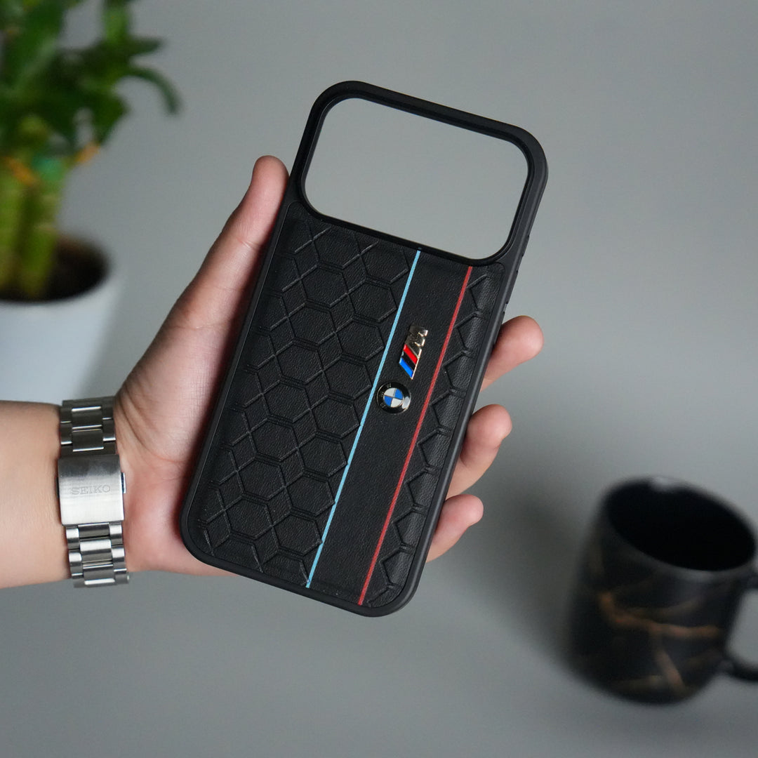 iPhone 17 Pro Max BMW & M Performance Logo With Honeycomb Design Case Cover(Black)