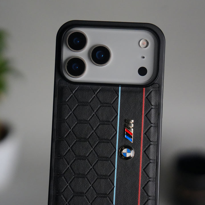 iPhone 17 Pro Max BMW & M Performance Logo With Honeycomb Design Case Cover(Black)