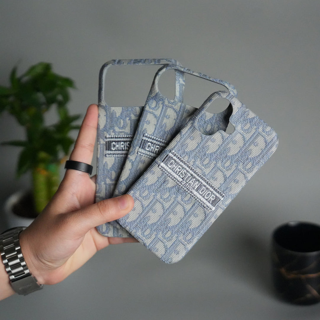 iPhone 17 Series Luxury CD Brand Design Case Cover | Gray