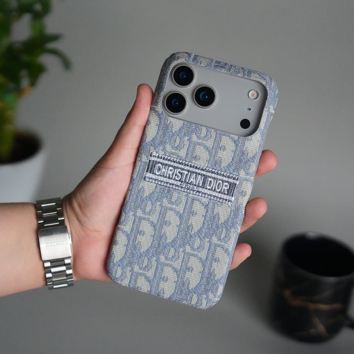 iPhone 17 Series Luxury CD Brand Design Case Cover | Gray