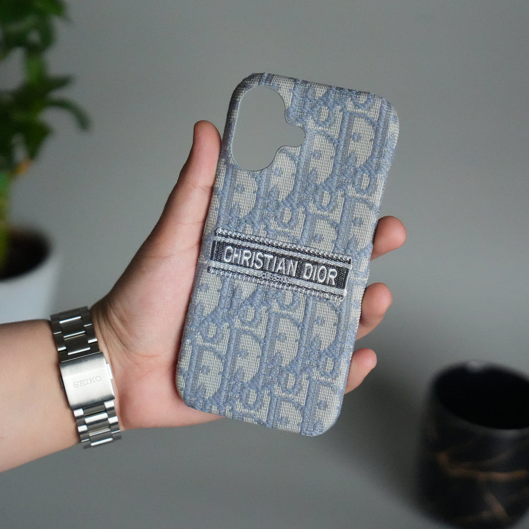 iPhone 17 Series Luxury CD Brand Design Case Cover | Gray