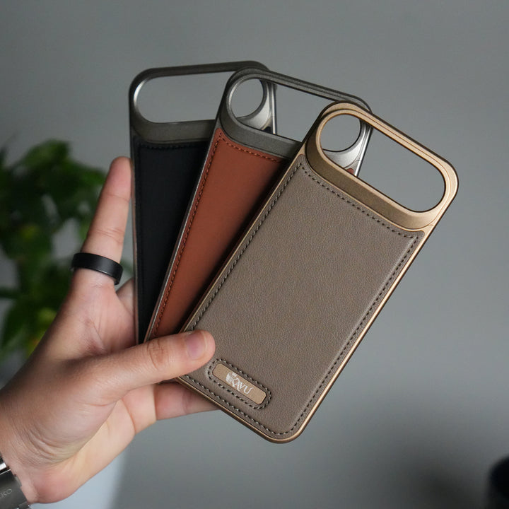 iPhone 17 Air Premium Metallic AeroFLex Aluminium Stitch Leather MagSafe Case