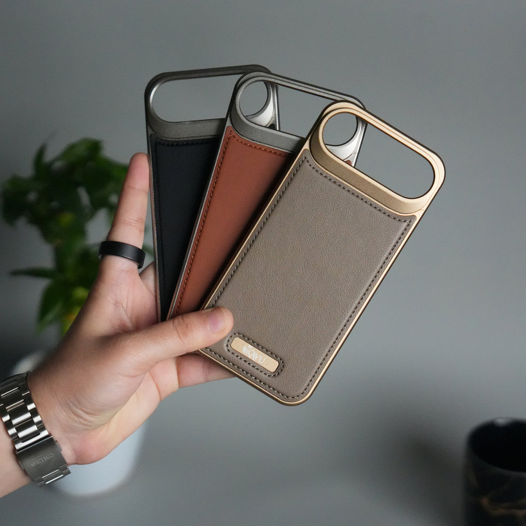 iPhone 17 Air Premium Metallic AeroFLex Aluminium Stitch Leather MagSafe Case