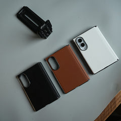 Premium Leather Texture Hinge Protection Case for Galaxy Z Fold 8 | Front Glass Cover