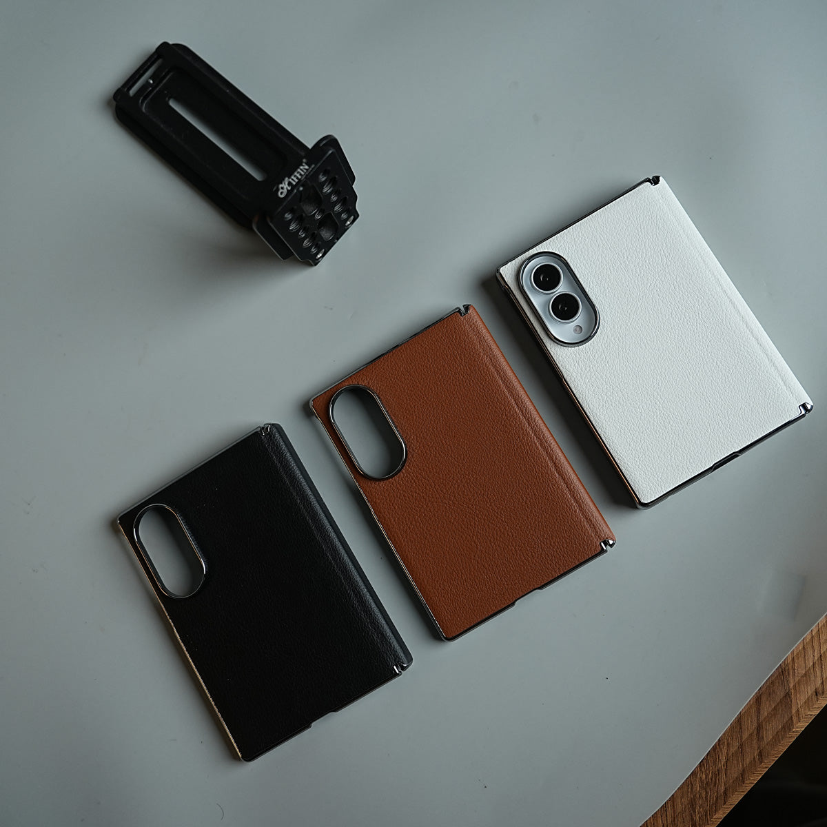Premium Leather Texture Hinge Protection Case for Galaxy Z Fold 8 | Front Glass Cover
