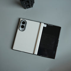 Premium Leather Texture Hinge Protection Case for Galaxy Z Fold 8 | Front Glass Cover