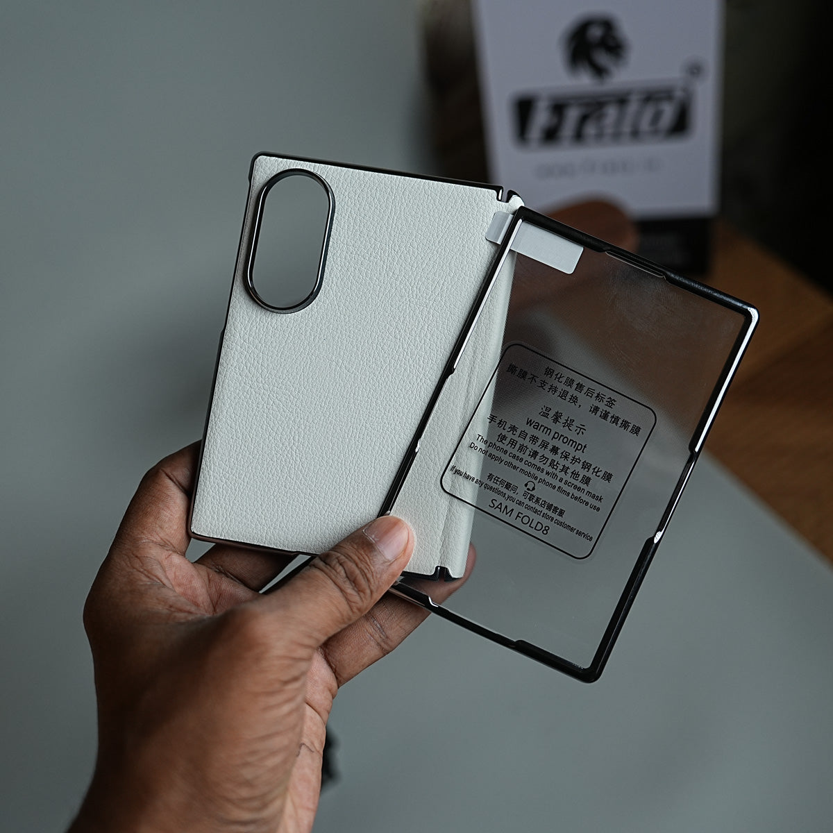 Premium Leather Texture Hinge Protection Case for Galaxy Z Fold 8 | Front Glass Cover