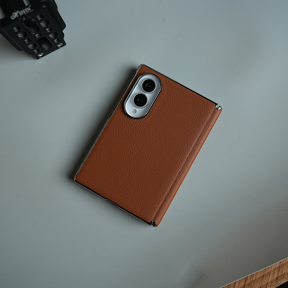 Premium Leather Texture Hinge Protection Case for Galaxy Z Fold 8 | Front Glass Cover