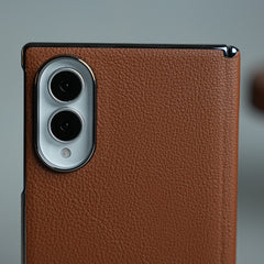 Premium Leather Texture Hinge Protection Case for Galaxy Z Fold 8 | Front Glass Cover