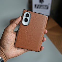 Premium Leather Texture Hinge Protection Case for Galaxy Z Fold 8 | Front Glass Cover