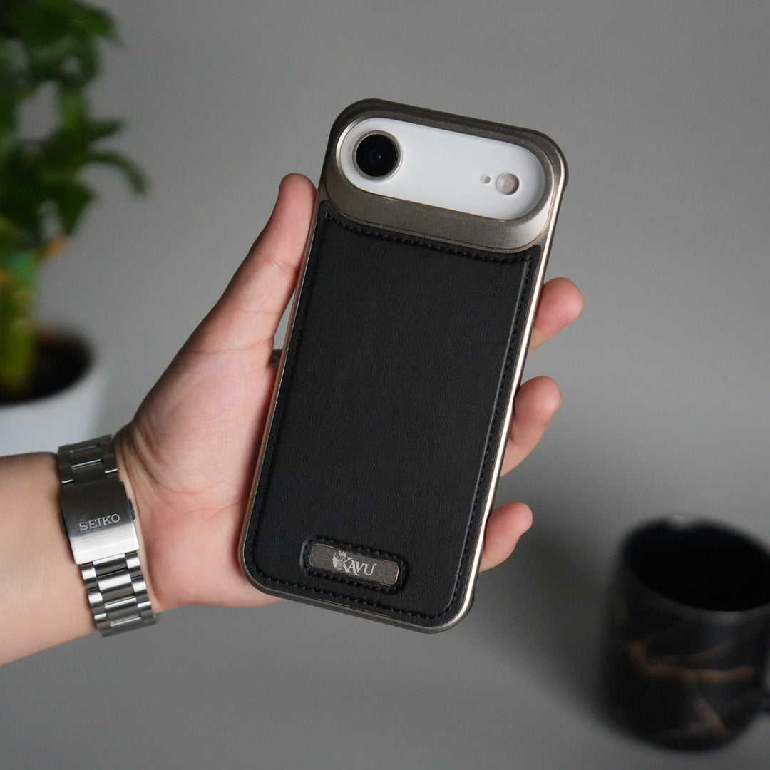 iPhone 17 Air Premium Metallic AeroFLex Aluminium Stitch Leather MagSafe Case