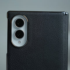 Premium Leather Texture Hinge Protection Case for Galaxy Z Fold 8 | Front Glass Cover