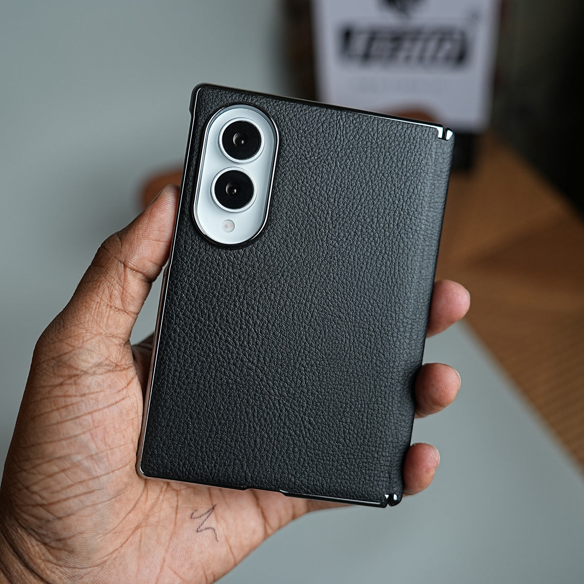 Premium Leather Texture Hinge Protection Case for Galaxy Z Fold 8 | Front Glass Cover