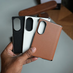 Premium Leather Texture Hinge Protection Case for Galaxy Z Fold 8 | Front Glass Cover