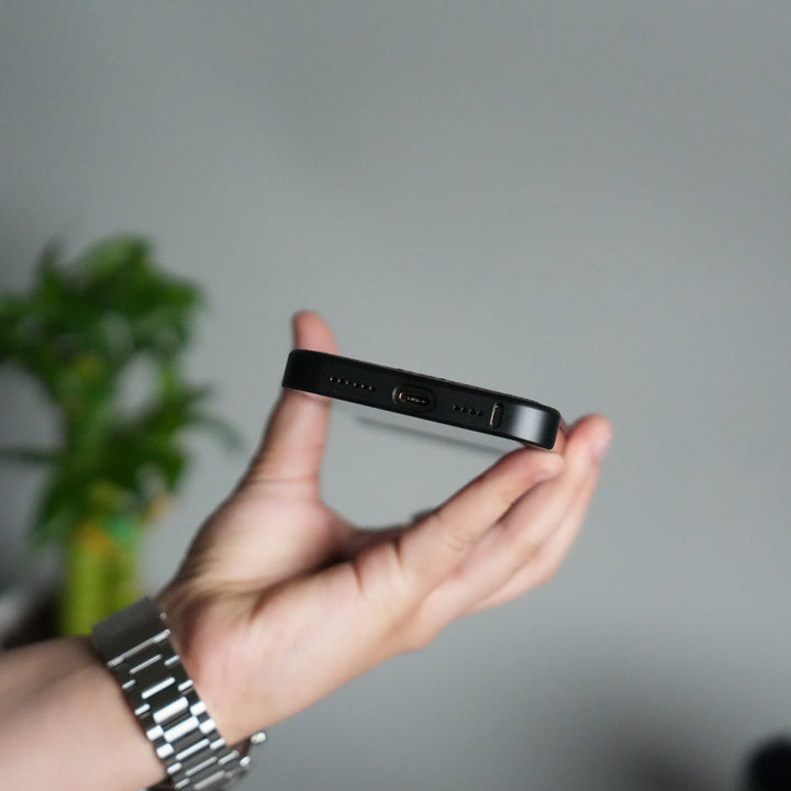 iPhone 16 Series Metallic Wood Leather AeroFLex Aluminium  Case With Rotating Stand