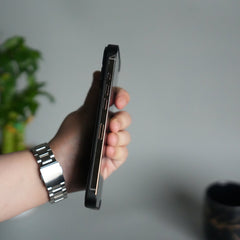 iPhone 16 Series Metallic Wood Leather AeroFLex Aluminium  Case With Rotating Stand