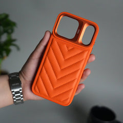iPhone 17 Pro Max PUFF Leather Metallic Camera Frame Case Cover
