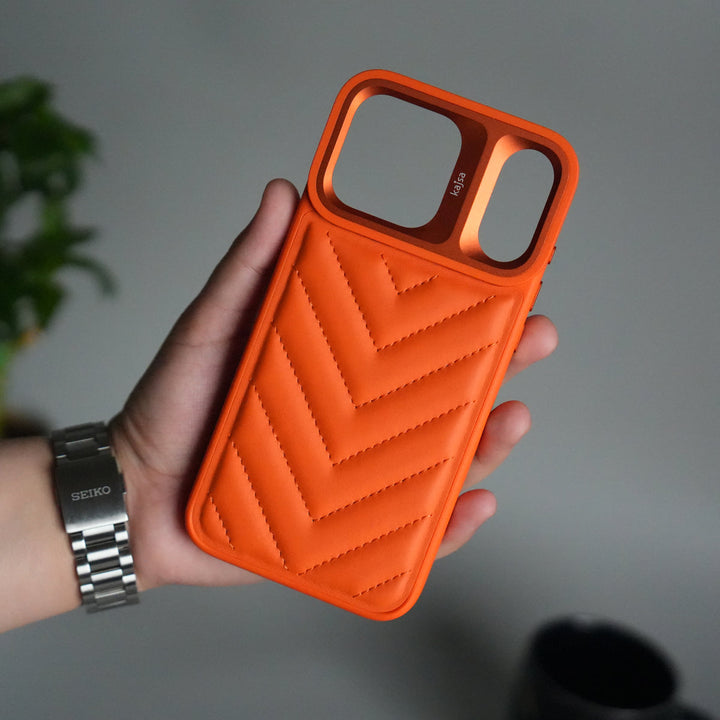 iPhone 17 Pro Max PUFF Leather Metallic Camera Frame Case Cover