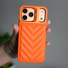 iPhone 17 Pro PUFF Leather Metallic Camera Frame Case Cover