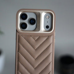 iPhone 17 Pro PUFF Leather Metallic Camera Frame Case Cover