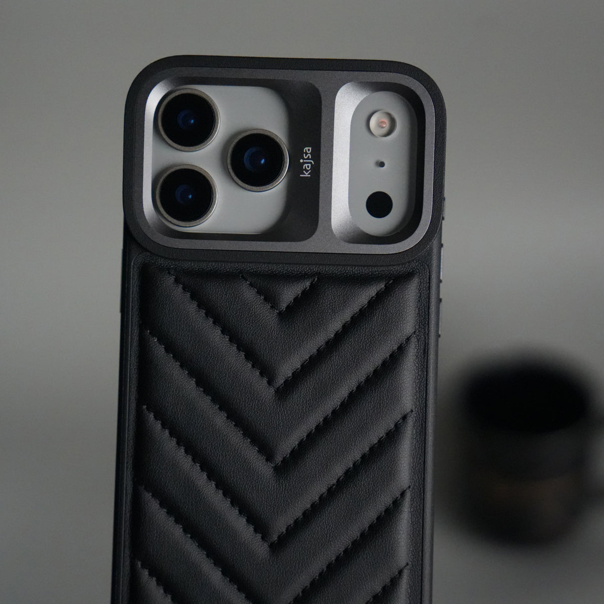 iPhone 17 Pro Max PUFF Leather Metallic Camera Frame Case Cover