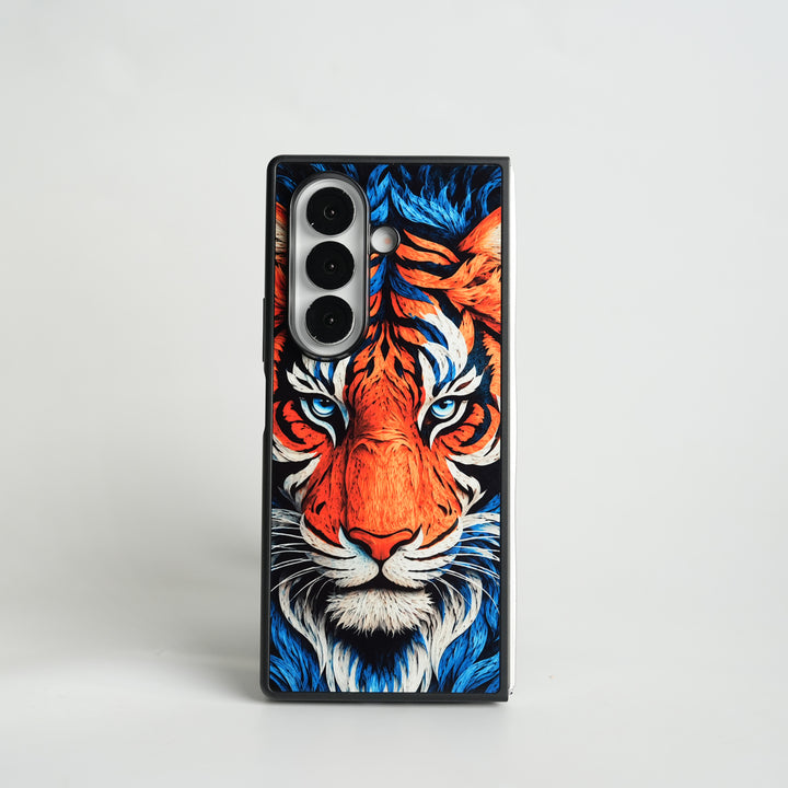 Galaxy Z Fold Series Tiger Face Chrome Armor Case