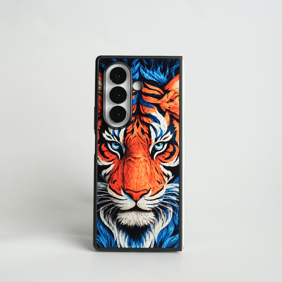 Galaxy Z Fold Series Tiger Face Chrome Armor Case