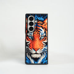 Galaxy Z Fold Series Tiger Face Chrome Armor Case