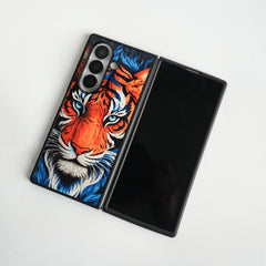 Galaxy Z Fold Series Tiger Face Chrome Armor Case