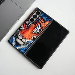 Galaxy Z Fold Series Tiger Face Chrome Armor Case