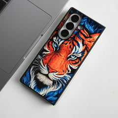 Galaxy Z Fold Series Tiger Face Chrome Armor Case